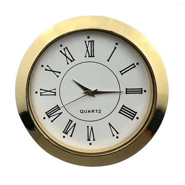 Relojes de pared Reloj redondo Insertar oro blanco cara números romanos mini para dormitorio escuela sala de estar mesa hogar
