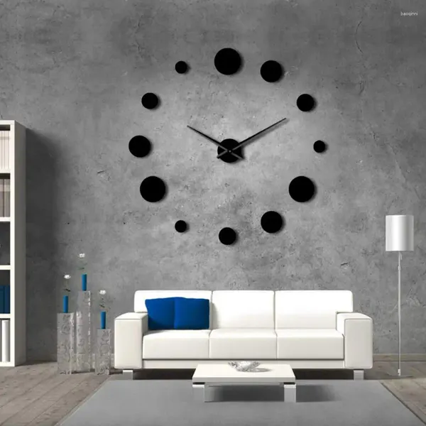 Relojes de pared con espejo redondo, reloj grande DIY, moderno, silencioso, sin marco, reloj gigante, accesorios de decoración para el hogar, regalo para entusiastas