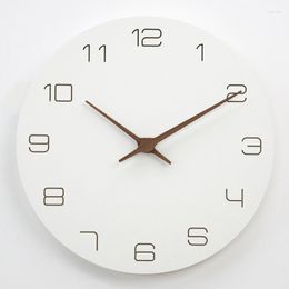 Horloges murales ronde nordique minimaliste salon cuisine personnalité ménage blanc muet horloge décoration de la maison Orologi Da Parete