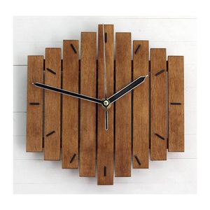 Horloges murales Pastorale rurale de style européen Horloge en bois Creative Rétro Salon Décoration