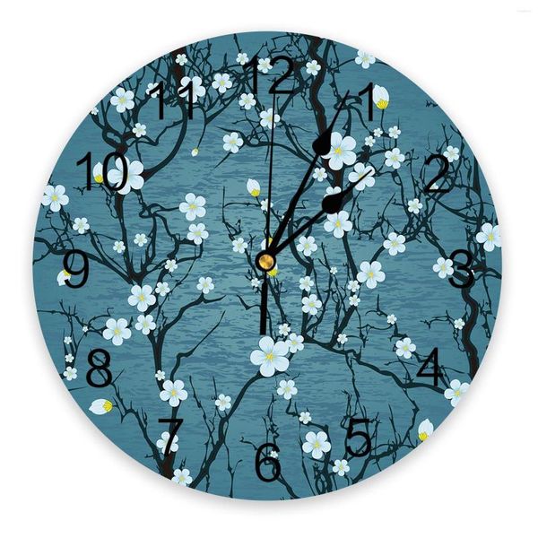 Horloges murales Sakura fleur abstraite eau vague horloge Design moderne salon décoration cuisine silencieux décor à la maison