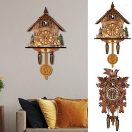 Wandklokken Verkoop Cuckoo Clock Retro Nordic Style Alarm Kinderen houten kunsttijd vogelbel swing educatief speelgoed wf