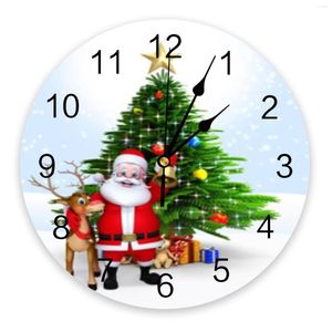 Wandklokken Santa Claus By the Christmas Tree Clock Modern Design Living Room Decoratie Mute Hanging Watch Home Decor