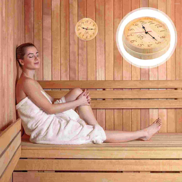 Horloges murales Sauna Horloge en bois Chambre Suspendue Décor Équipement à vapeur Minuterie décorative Montre silencieuse