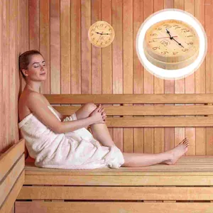 Wanduhren Sauna Holzuhr Timer Zubehör Verzierung Handgefertigte Holzkonstruktion Dampfbad