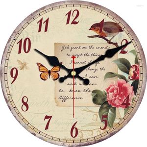 Horloges murales paysage oiseaux pie Antique horloge silencieuse dans le jardin maison salon étude cuisine salle décor Art grandes montres