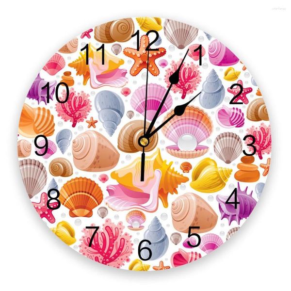 Horloges murales coquillage étoile de mer couleur chambre horloge grande cuisine moderne salle à manger montres rondes salon montre décor à la maison