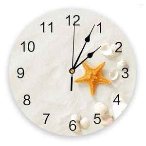 Relojes de pared conchas marinas, estrella de mar, arena de playa, reloj creativo para decoración de hogar y oficina, sala de estar, dormitorio, reloj colgante para niños