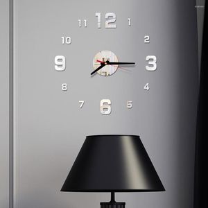 Relojes de pared autoadhesivos 3D reloj espejo pegatina hogar sala de estar decoración decorativa DIY acrílico moderno diseño creativo