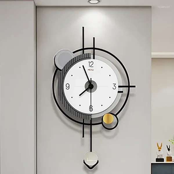 Horloges murales horloge auto-adhésive salon silencieux rond minimaliste design moderne décoration Para El Hogar décoration