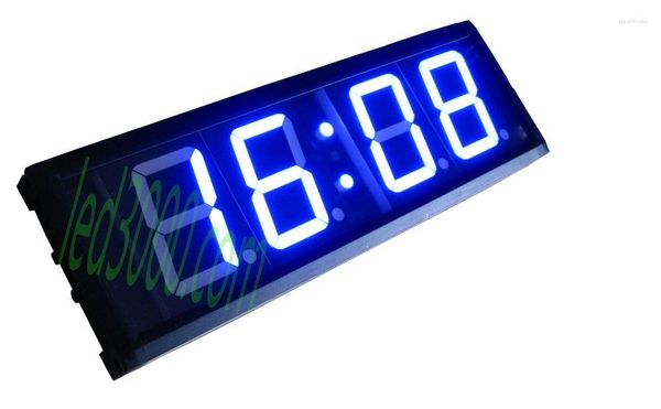 Venta de relojes de pared 12/24H Color azul Control remoto de alto brillo Reloj LED de montaje de 4 dígitos de 4 pulgadas (HIT4-4B)