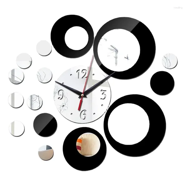 Horloges murales vendant 3D sans cadre sans image décorative de luxe moderne miroir de bricolage acrylique horloge numérique