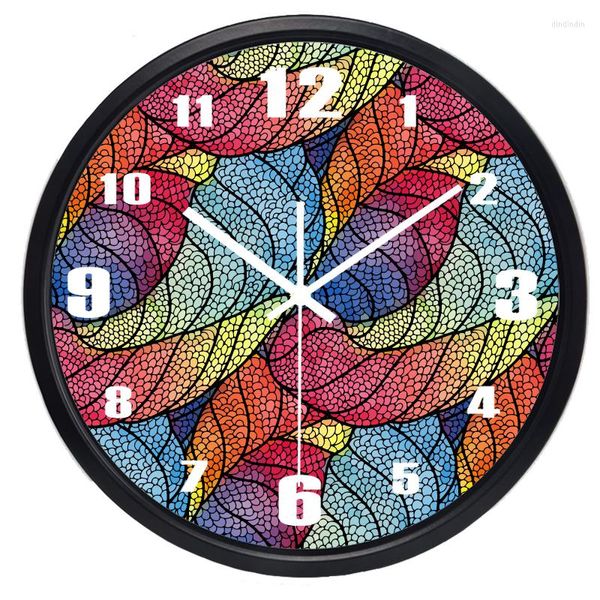 Relojes de pared que venden el reloj silencioso de la sala de estar de la hoja Reloj colorido clásico del círculo simple
