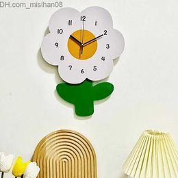 Wandklokken Shake Tail Cat Wall Clock Modern Children's Room Mobile Tail Cat Wandklok Acryl Stille Quartz Klok Acryl Spiegel Sticker Z230712