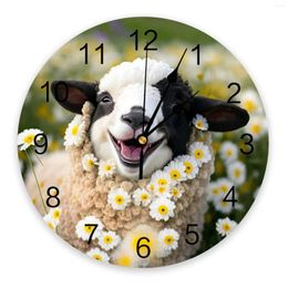 Horloges murales Dausies de moutons Clock de ferme numérique pour la maison de chambre à coucher décoration de salon de cuisine