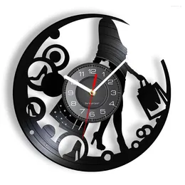 Horloges murales Shopaholic Fashion Lady Girly Clock Shopping Femme Record Esthéticienne Fille Home Decor Design moderne