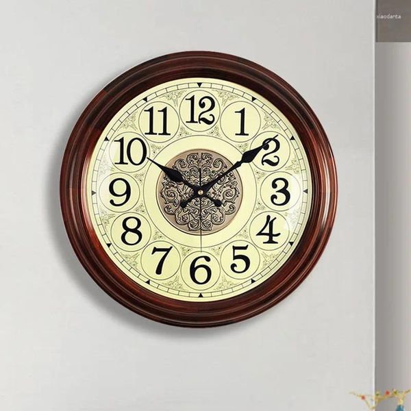 Relojes de pared Batería silenciosa Reloj digital Dormitorio Aguja Clásico Oro Madera Minimalista Moderno Sala de estar Muebles Saat