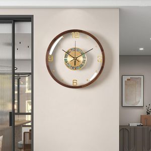 Wandklokken Stil Klassiek Horloge Wijzers Luxe Houten Kwarts Elegant Stijlvol Modern Glas Kunst Horloge Woonkamer Decoratie