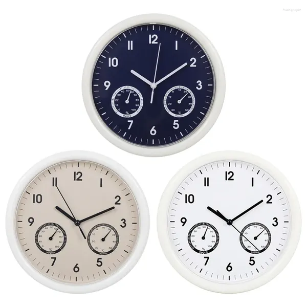 Horloges murales Horloge silencieuse avec affichage de l'hygromètre Mouvement de balayage à quartz non tic-tac Fonctionné à piles pour le bureau à domicile