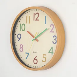 Horloges murales silencieuses pour enfants, 12 pouces, à Quartz, à piles, décoratives colorées, pour chambre d'enfant, chambre d'enfant