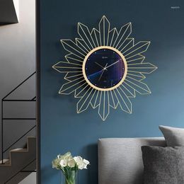 Relojes de pared Reloj grande silencioso Cuarzo Dorado Nórdico Lujo 3D Metal Silencioso Chic Sala de estar Duvar Saati Decoración