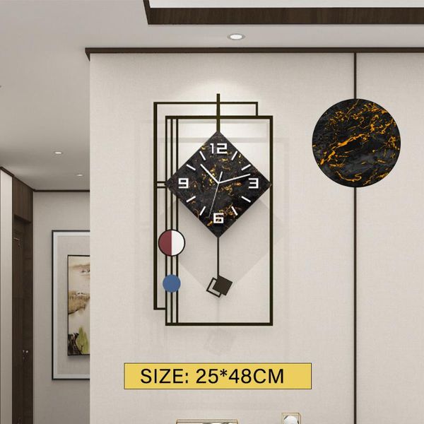 Horloges murales silencieuses sans tic-tac à piles avec chiffres romains noirs pour décoration de salon/chambre à coucher/cuisine-48 cm