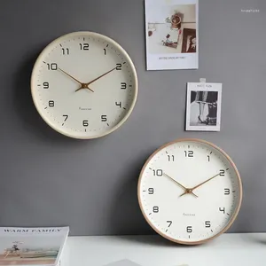 Wandklokken Stille Houten Klok Woonkamer Eenvoudig Creatief Kantoor Noordse Tafel Moderne Retro Horloges Home Decor W6C