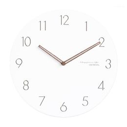 Wandklokken eenvoudige klok witte Noordse stille houten nieuwigheid horloge moderne ronde kinderkamer duvar saati home decoratie yy60wc1