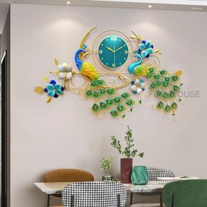 Horloges murales Simple Home Decor Paon Mode Salon Couloir Décoration Pendentif Lumière De Luxe Designer Restaurant Horloge G