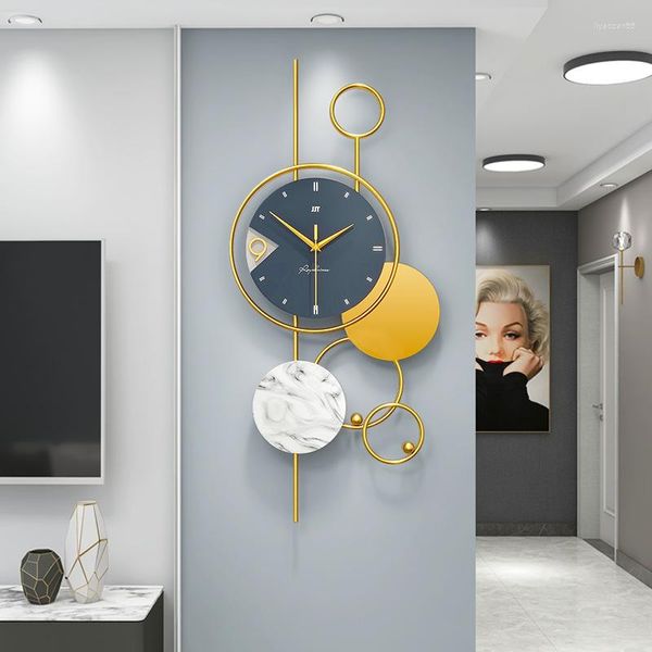 Horloges murales Simple grande horloge Design moderne salon chinois métal créatif mécanisme silencieux Reloj Pared décoration de la maison
