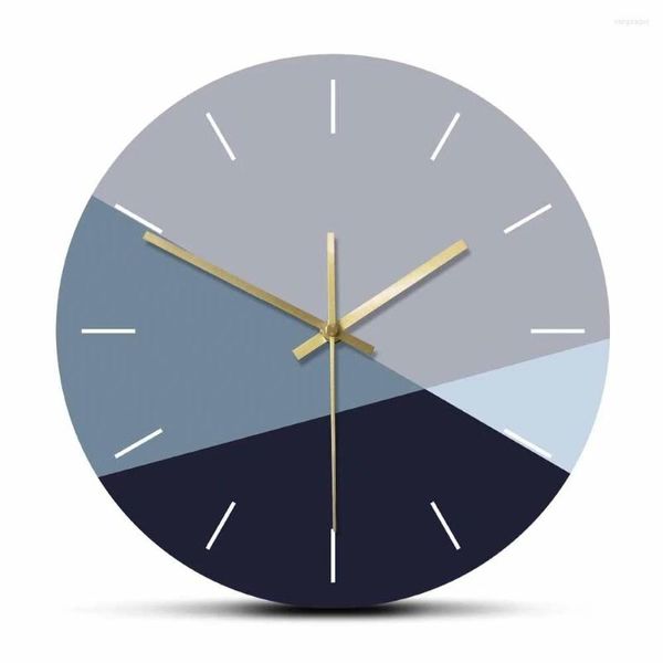 Relojes de pared Minimalismo simple Color azul y gris Reloj grande Tono frío Tinte Moda moderna Decoración del hogar Reloj colgante