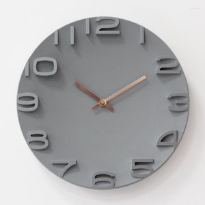 Relojes de pared Reloj digital 3D moderno simple Reloj de bolsillo de cuarzo redondo silencioso Dormitorio Sala de estar Moda creativa