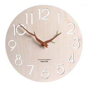 Horloges murales Simple moderne horloge en bois silencieux nordique rustique montre maison minimaliste Zegar Scienny bois décoration de la maison 60ZB1