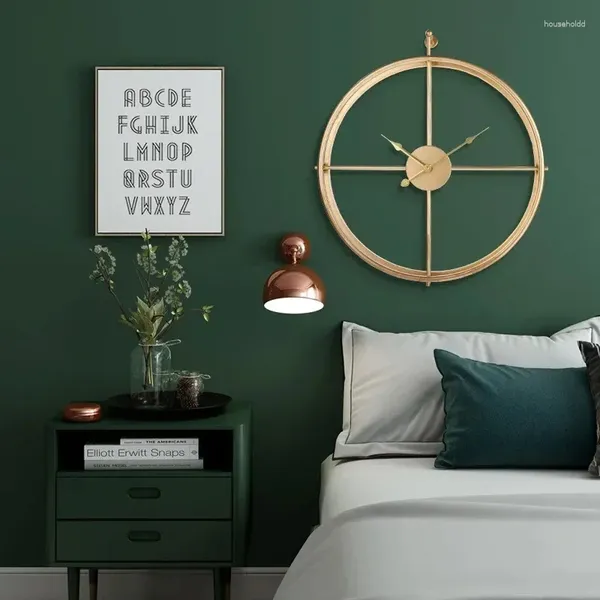 Horloges murales Simple Nordic Design moderne Chambre à coucher Métal Art Creative RoundWall Montre Silencieuse Reloj Chambre Décorations