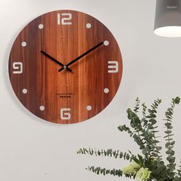 Horloges murales Simple noyer horloge européenne bois argent pointeur design moderne en bois décoration salon casa maison décorer art