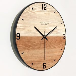 Horloges murales Simple Grain de bois horloge murale muet salon créatif chambre horloge nordique maison horloge montre murale 230310