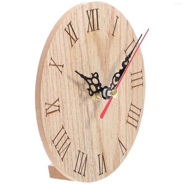 Horloges murales Petite horloge Vintage Décor Muet Décoration Silencieuse Forme ronde Bois Bureau décoratif pratique