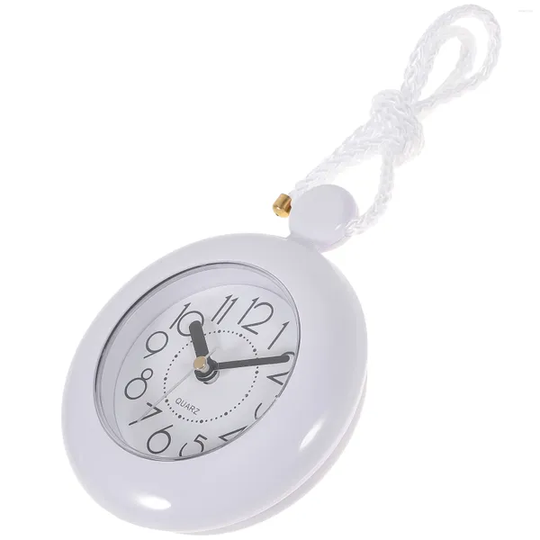 Horloges murales petites batteries rondes salle de bain étanche horloge suspendue alarme de suspension simple blanc orné blanc