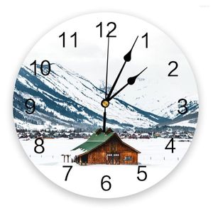 Horloges murales neige montagne Lodge horloge créative pour la décoration de bureau à domicile salon chambre enfants montre suspendue