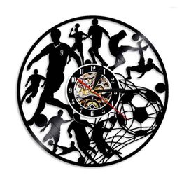 Relojes de pared Reloj de fútbol Jugadores de fútbol Kick Ball Net Goal Futball Field Team Sport School College Kids Game Record