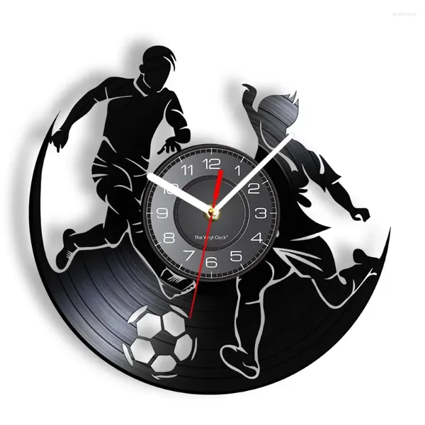 Horloges murales Football Sports Game Boy Room Clock Record Joueurs de football Décorations pour la maison Art