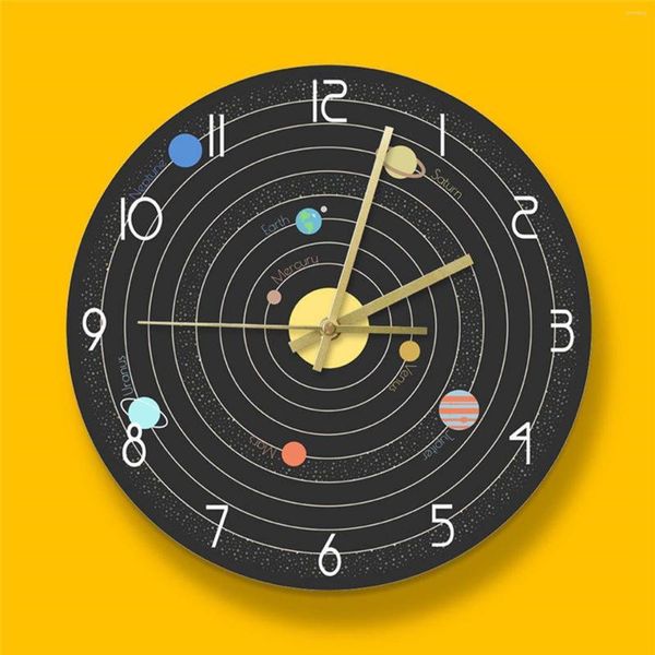 Horloges murales système solaire planète horloge ronde maison bureau école décorative créative 30 cm