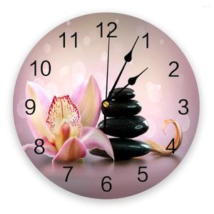 Horloges murales Spa Stones Flower Clock Design moderne Accueil Salon Bureau Café Décoration Art Montre