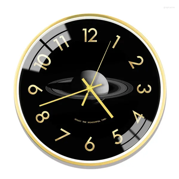 Horloges murales Space Star Galaxy 3D Horloge Métal Mouvement Silencieux Grande Taille Pour Enfants Garçon Cadeau