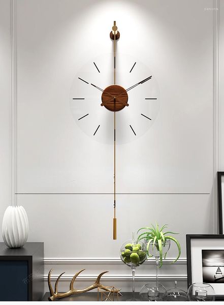 Relojes de pared, reloj de sala de estar de moda Simple de España, decoración de viento de lujo nórdico, porche creativo silencioso