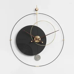 Relojes de pared España Cocina Reloj de lujo Metal silencioso Simplicidad moderna Reloj de madera grande Decoración creativa para sala de estar