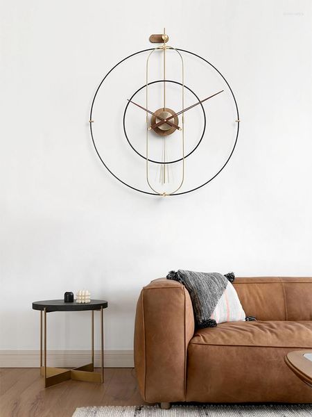 Horloges murales Espagne Grande Horloge en cuivre Design moderne Salon Décoration Maison Ornement Autocollant Décor à la maison Mécanisme Silen Horloge