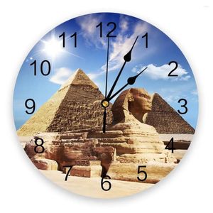Horloges murales sphinx pyramide bleu ciel solaire silencieux du café maison décor de bureau pour la cuisine art grand 25 cm