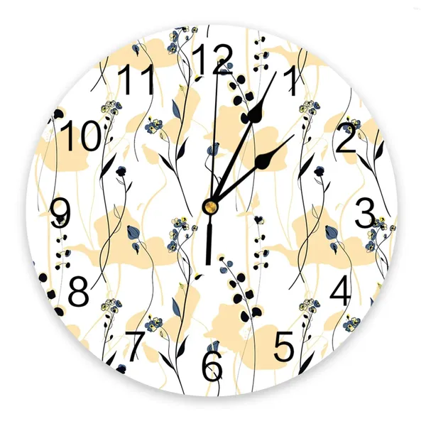 Horloges murales Branches de printemps Fleurs Texture Horloge pour la décoration de la maison moderne Chambre d'adolescent Salon Aiguille Suspendue Table de montre