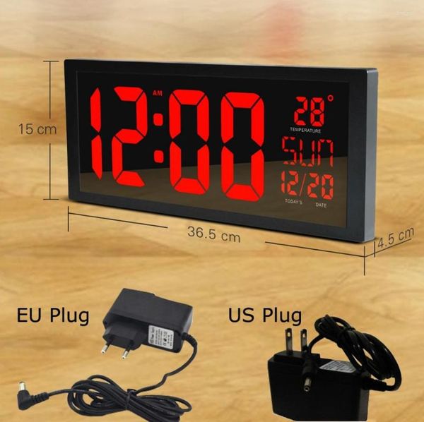 Horloges murales carrées 14 pouces horloge numérique LED calendrier température bureau Parents comme 12 heures grand nombre montre avec prise US/EU